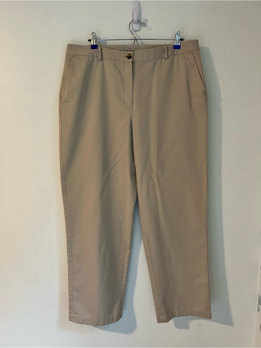 L.L. Bean Favorite Fit Straight Leg Chino Pants Khaki Tan Women's 16 Regular
